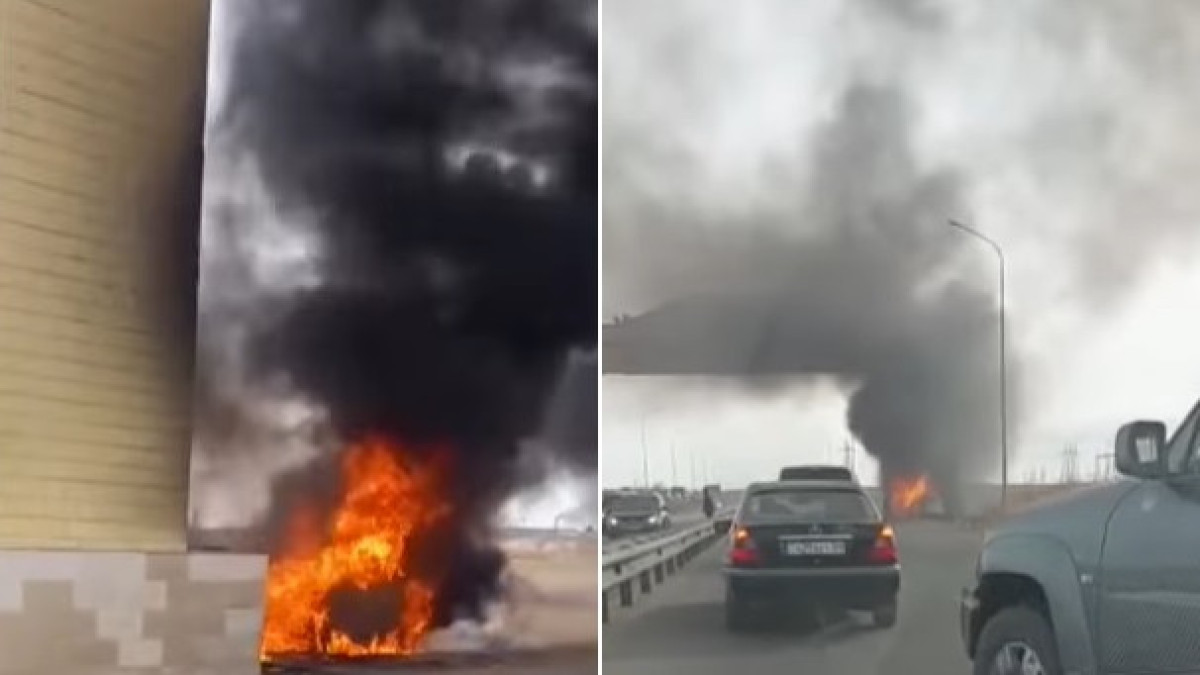 Водитель сгорел заживо в машине на трассе в Сатпаеве